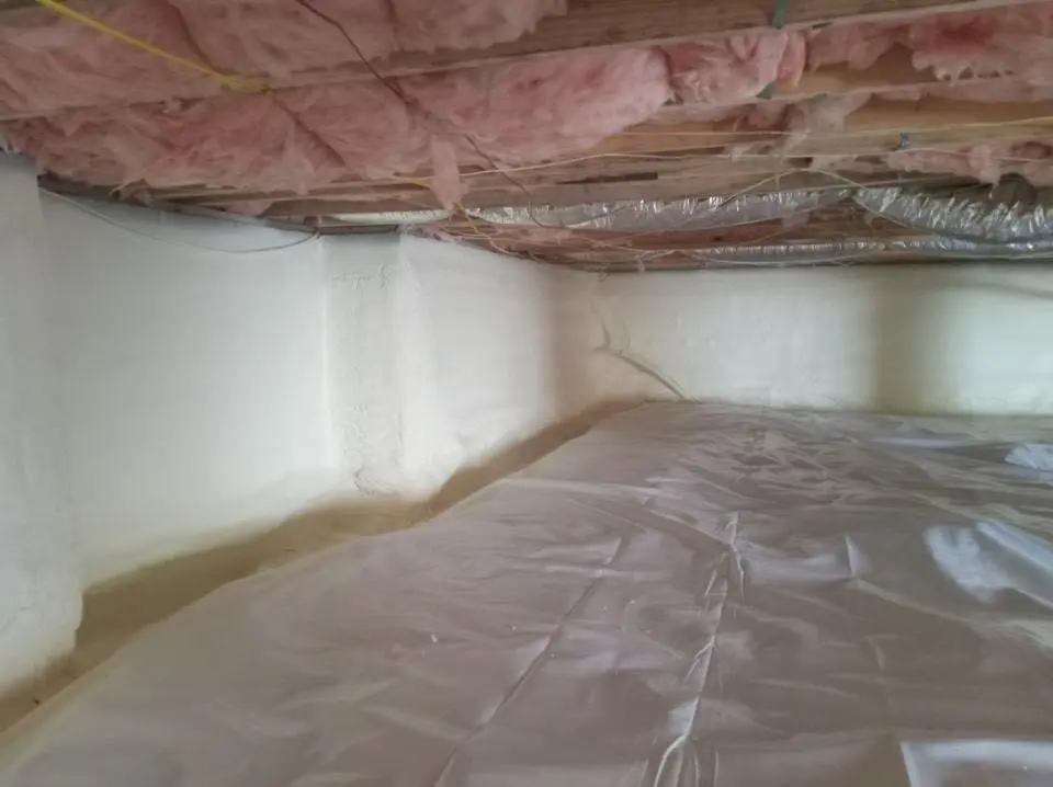 Crawl space encapsulation with closed-cell spray foam for Commercial Roof Restoration in Flat Rock